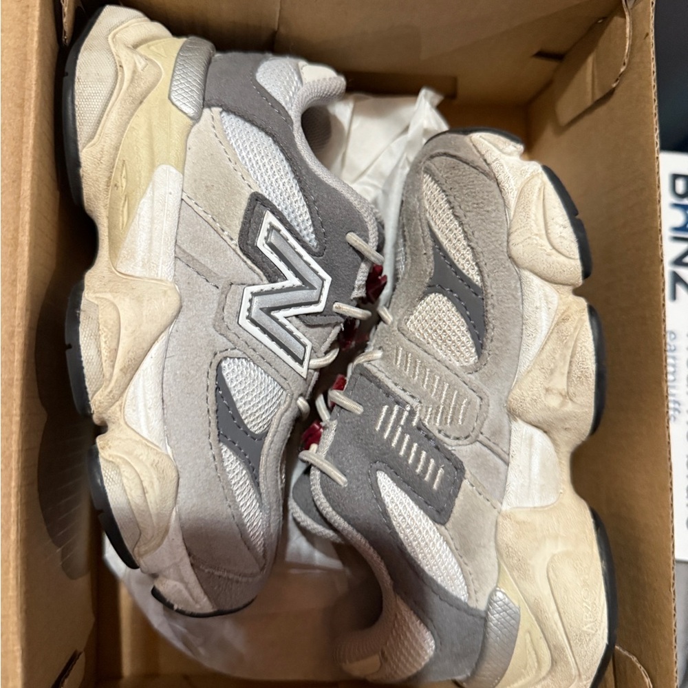 New Balance Cream and Gray Athletic Shoes